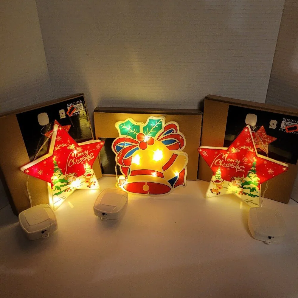 Lot of Five LED Christmas Tree Fairy String Lights Battery Powered Hanging Decor